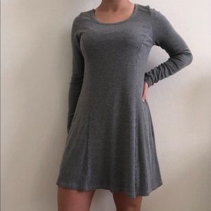 ribbed long sleeve open back dress